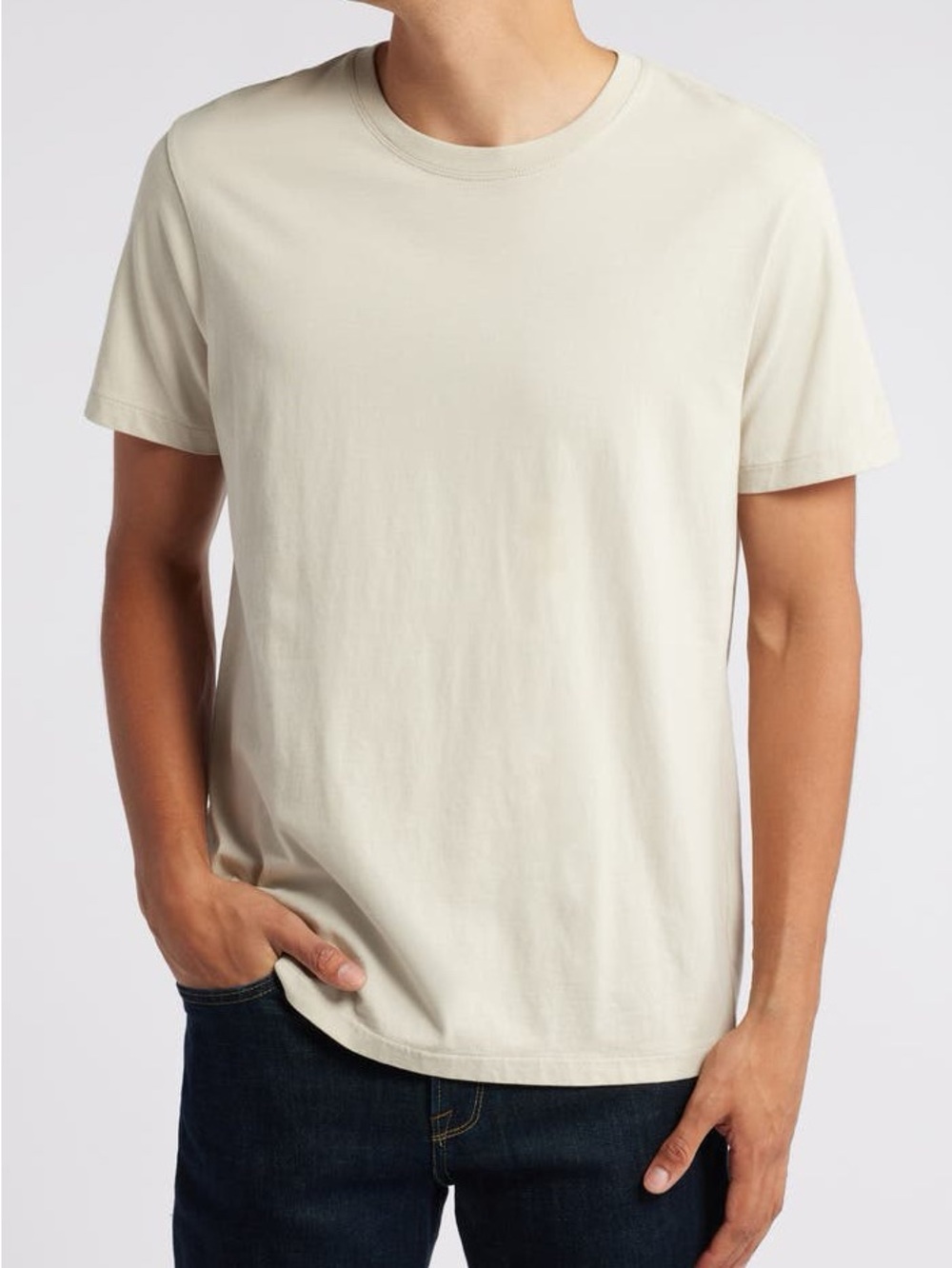FRAME Short Sleeve Relaxed Cotton T‑Shirt in Light Cream Mens Size Medium